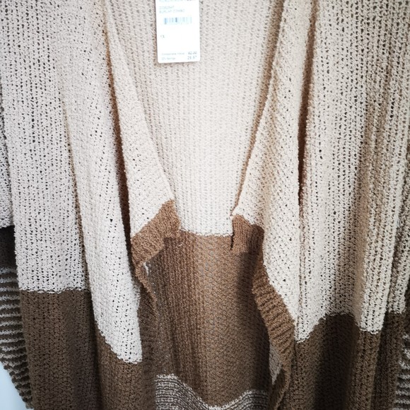 Stitchdrop Striped Open Knit Open Front Cardigan Burlap Combo Size 1X Plus NWT - Picture 6 of 10